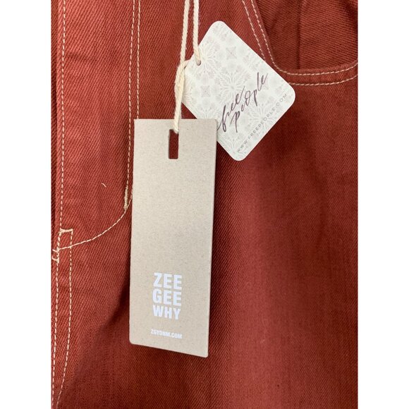 Free People ZGY Hi & Loose Super HR Rust Orange Denim Jeans Size 29 8687 - Picture 5 of 10